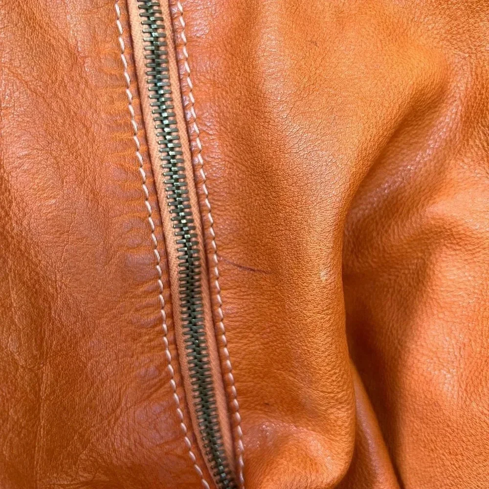 Sissirossi Orange Leather Shoulder Bag